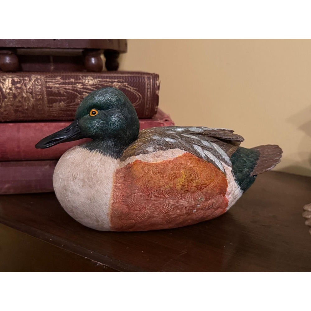 Herco Professional Duck Decoy Figurine Resin Mallard Drake Cabin Decor Green Red